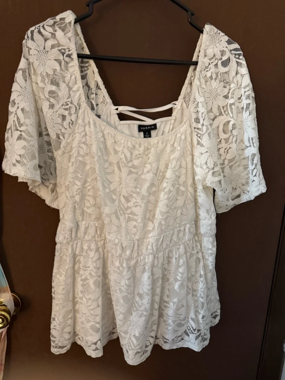 torrid Ivory Lace Peplum Blouse - Picture 1 of 3